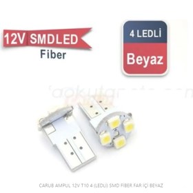 Resim Carub Ampul 12 V T10 4 Ledli Smd Fiber Far İçi Beyaz 