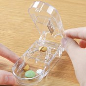 Resim Küçük ve Taşınabilir Tablet Kesici ve Saklama Kutusu - Vitaminler ve Balık Yağı için Mükemmel! 