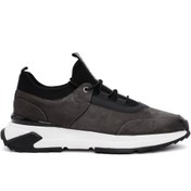 Resim Erkek Gri Bağcıklı Deri Casual Sneaker Derimod