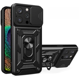Resim İphone 15 Pro Cep Telefon Kılıfı Pc+tpu Kickstand Kamera Lens Slayt Kapağı 