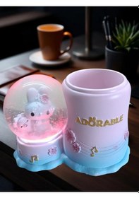 Resim Pilli Işıklı Dekoratif Kar Küre Kalemlik 15cm X 10cm 