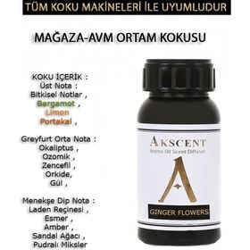 Resim Akscent Tüm Koku Makinelerine Uyumlu Ginger Flowers Koku Makinesi Koku Kartuşu Esansı 100 ml 
