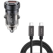 Resim LivX Transparent 45W PD/QC Mini Araç şarj Cihazı ve 2 m Hızlı Şarj ve Data Kablosu 