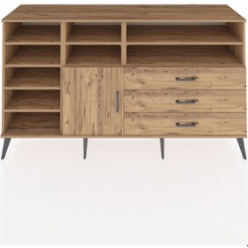 Resim Kronos Konsol 8 Raflı 3 Çekmeceli Tek Kapaklı 176x59x99 Çam-çam Çam-çam 