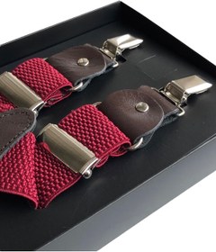 Resim Yage Bordo 3,5 Cm Hasır Desenli Pantolon Askısı 
