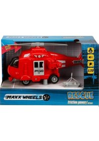 Resim Maxx Wheels 1:20 Sesli ve Işıklı Kurtarma Helikopteri Kırmızı 