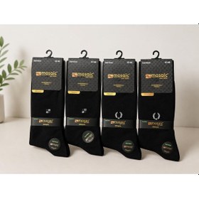 Resim 4 Lı Royam Mosaic Bambu Erkek Klasik Soket Uzun Dikişsiz Çorap 41 - 45 No Siyah 