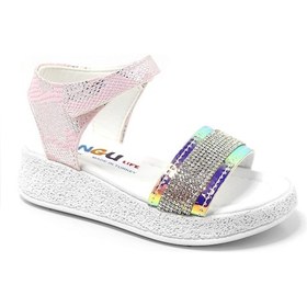 Resim Artico Pingu Gloria Pembe Taşlı Kız Çocuk Sandalet Pembe 