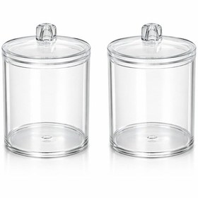 Resim Vivart Şeffaf Pamukluk & Kulak Çubuğu Kabı 2 Li Set Banyo Düzenleyici Organizer Şeffaf 