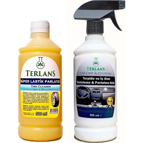 Resim Terlans Lastik Parlatıcı Jel ve Parfümlü Torpido Parlatıcı 2 x 500 ml + Mikrofiber Bez ve Uygulama Süngeri 