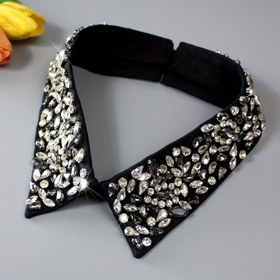 Resim 1 adet Lüks El Yapımı Yapay Elmas Sahte Yaka, Çıkarılabilir Polyester Boyun Süsü, Tüm Mevsimler İçin Parlak Çok Yönlü Lüks Aksesuar 