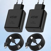Resim 2 Set USB C Hızlı Şarj İstasyonu, 45W USB C Şarj İstasyonu Duvar Fişi, 182.88cm Hızlı Şarj Kablosu Hızlı C Şarj Cihazı PD Güç Adaptörü ile, Iphone 16/15/15, Ipad, Android Cep Telefonları vb. için Uygun 