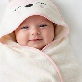 Resim Kanz Bebek Kundak Havlu %100 Pamuk Nakışlı 75x75cm - Fox Pudra 
