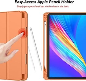 Resim Apple iPad Pro 12.9 3. 4. 5. 6. Nesil ile uyumlu Kılıf Kalem Bölmeli Smart Case Turuncu 