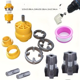 Resim 11 Adet Çelik Boru Dikiş Aracı Seti, Boru Dikiş Kiti 3 Kalıp (Dış + İç), Elektrikli Matkap PVC Dikiş Yapma Aracı - Plastik Boru Dikiş Kalıp Seti, 1/2", 3/4", 1" Su Boru Dikiş Kiti İçin 