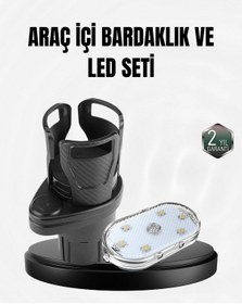 Resim Depomıx Araç İçi Düzen Ve Ambiyans Seti Çift Bardak Tutucu + Led Işık Büyük 