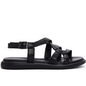 Resim Women's Black Ankle Strap Leather Comfort Sandals Derimod