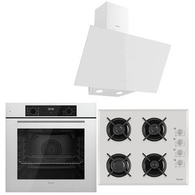 Resim Ferre White Plus Serisi QBL63CB - 1140B - D078 3lü Cam Ankastre Set 