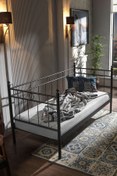 Resim Metaliga Alpina Tek Kişilik Metal Karyola Daybed-Siyah 