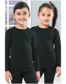 Resim Momslab Unisex Çocuk Uzun Kollu Atlet Termal Siyah 3 