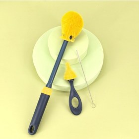 Resim Teltree Yetenekli Silikon Temizlik Seti: Bebek Biberon Fırçası + Emzik Fırçası + Pipet Fırçası, Döner Tasarım, Tam Temizlik Sarı 