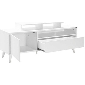 Resim Adoremobilya Retro Wide Kapaklı Çekmeceli Tv Sehpası - Diamond Beyaz 