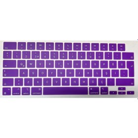 Resim Arabulalaca Apple Uyumlu MacBook Air 15 A2941 Türkçe Klavye Koruyucu Mor 