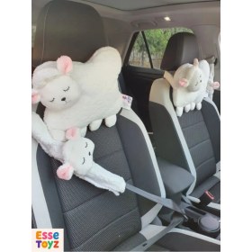 Resim Yumuşak Pelüş Araba Boyun Yastığı ve Kemer Kılıf Seti, Konfor ve Şıklık Sağlar 