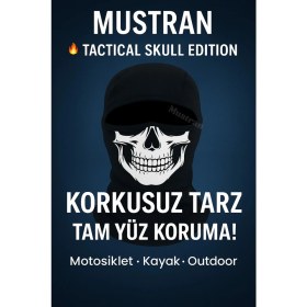 Resim Tactical Skull Baskı Balaklava | Motosiklet Maskesi Kar Bisiklet Kayak Kask Altı Unisex 