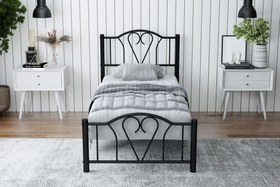 Resim Argimo Orkide Tek Kişilik Ferforje Metal Karyola - 90x200 / Siyah 