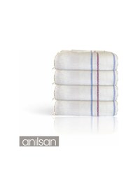 Resim 4'lü Beyaz Çizgili Düğün Havlusu 62gr %100 Pamuk 30x50 Cm El Ve Yüz Havlusu Beyaz 