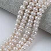 Resim Doğal Tatlısu İncileri 20cm/7.87" - DIY Takı Yapımı için Işıltılı Parlaklıkta Kalın Düz Yuvarlak Tatlısu İnciler, Kolye Bilezik Küpe El Yapımı Aksesuarlar için Yüksek Kaliteli Boncuklar, Tatlısu İnci Boncukları 