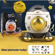 Resim Yulong Çocuk Büyük Kapasiteli Karikatür Roket Kumbara-gri 