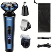 Resim Xuweiwei Mavi Erkekler İcin Hattekers Elektrikli Tiras Makinesi Usb Sarj Edilebilir 3u 1 Arada Akilli Yuzer Uc Bicakli Sistem Sakal Burun Sac Ve Yanak Tiras Makinesi 