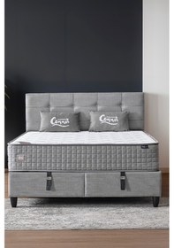 Resim Mimoza Çift Kişilik Sandıklı Baza Antibakteriyel Ortopedik Paket Yaylı Yatak 3 Lü Set 140 x 190 