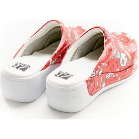 Resim Ayıcık Desenli Hakiki Deri Bayan Dolgu Taban Sabo Terlik Kırmızı 