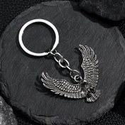 Resim 1pc Vintage Kartal Anahtarlık Erkekler Için, Moda Sokak Stili Çinko Alaşım Anahtar Halkası, Kaplamasız Metal Anahtar Aksesuarı 
