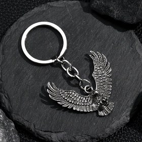 Resim 1pc Vintage Kartal Anahtarlık Erkekler Için, Moda Sokak Stili Çinko Alaşım Anahtar Halkası, Kaplamasız Metal Anahtar Aksesuarı 