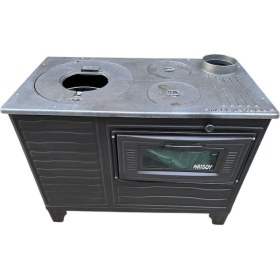 Resim Paris Mat Siyah Emaye Kovalı Kuzine Uyuyan Soba Odun Kömür 