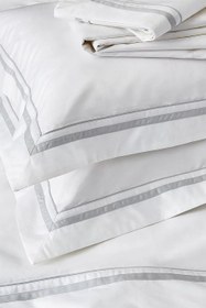 Resim Cavendish 800 Tel Mısır Pamuğu Saten Düz Çarşaf - Beyaz-Gri / King 275 × 275 cm 