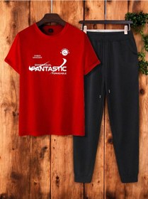 Resim Unisex 2'li Fantastic Baskılı Eşofman Takımı Kırmızı 