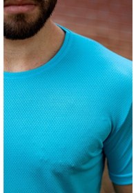 Resim Turkuaz Basic Rahat İnce Petek Kumaş Spor Erkek Tshirt 22Etshport 