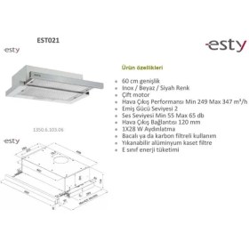 Resim Esty Aspiratör 1350 Inox 