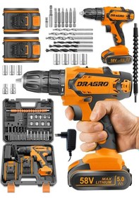 Resim Dragro GTX-58 58V 5Ah Turuncu Darbeli Çift Akülü Vidalama Makinesi 