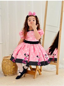 Resim H L Y Karol Tasarım Pembe Mickey Mouse Vintage Kız Bebek Elbise,doğum Günü Elbise,fotoğraf Çekim Elbise,0-12 Yaş Uygun Pembe 