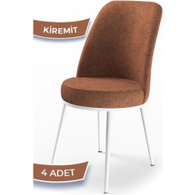 Resim Canisa Dexa Serisi, Üst Kalite Mutfak Sandalyesi,4 Adet Kiremit Sandalye, Metal Beyaz İskeletli Kiremit Sandalye Beyaz Ayakk 