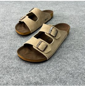 Resim NO 601 Erkek Bej Ortopedik Günlük Mantar Kaymaz Taban Tokalı Şık Ev Dışarı Terliği 