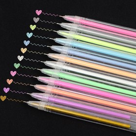Resim 12 adet Highlighter Kalem Tüp Kalem Dergi Kalem Floresan Jel Metal Marker Kalem Boyama Kalem 0.6mm 