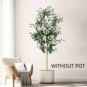 Resim Yüksek Yapay Zeytin Ağacı - Gerçekçi Yeşil Sahte Bitki, Lush Yapraklar, Pot Gerektirmez, Dayanıklı Plastik İç Mekan Dekoru, Oturma Odası, Ofis veya Tatil Kutlamaları İçin (Şükran Günü, Yılbaşı), Ofis Dekorasyonu, Modern Ev Dekoru, Doğal Görünüm 