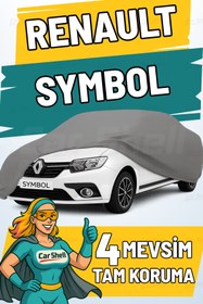 Resim Car Shell Renault Symbol Uyumlu Araba Brandası Su ve Güneş Geçirmez Çizilmez Miflonlu Örtü Oto Örtü 